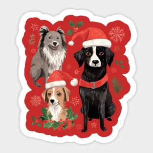 DOGGY WINTER WHIMSY CUTE HAND-DRAWN DOGS CHRISTMAS WATERCOLOR ART Sticker